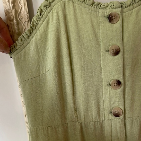 JAPNA | Linen Cottage Core Green Button-Down Maxi Dress - Picture 4 of 11